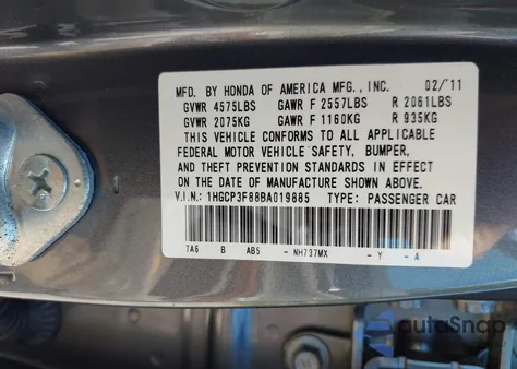 2011 Honda Accord 3.5 Ex-L z USA, uszkodzony, nr VIN 1HGCP3F88BA019885